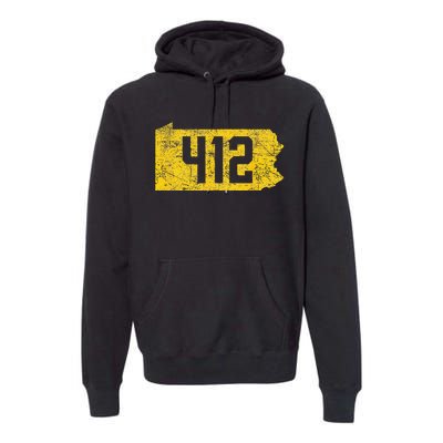 Pittsburgh 412 Area Code Yinzer Retro Souvenir Premium Hoodie