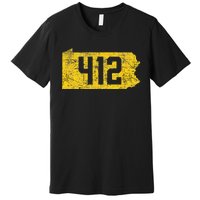 Pittsburgh 412 Area Code Yinzer Retro Souvenir Premium T-Shirt