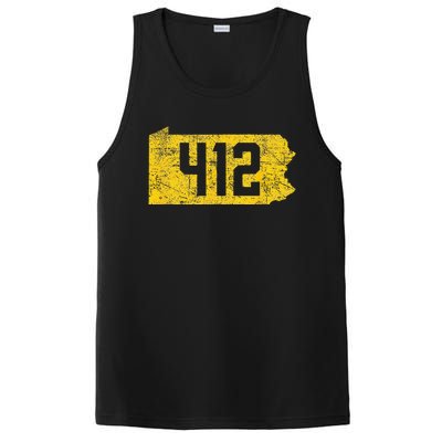 Pittsburgh 412 Area Code Yinzer Retro Souvenir PosiCharge Competitor Tank