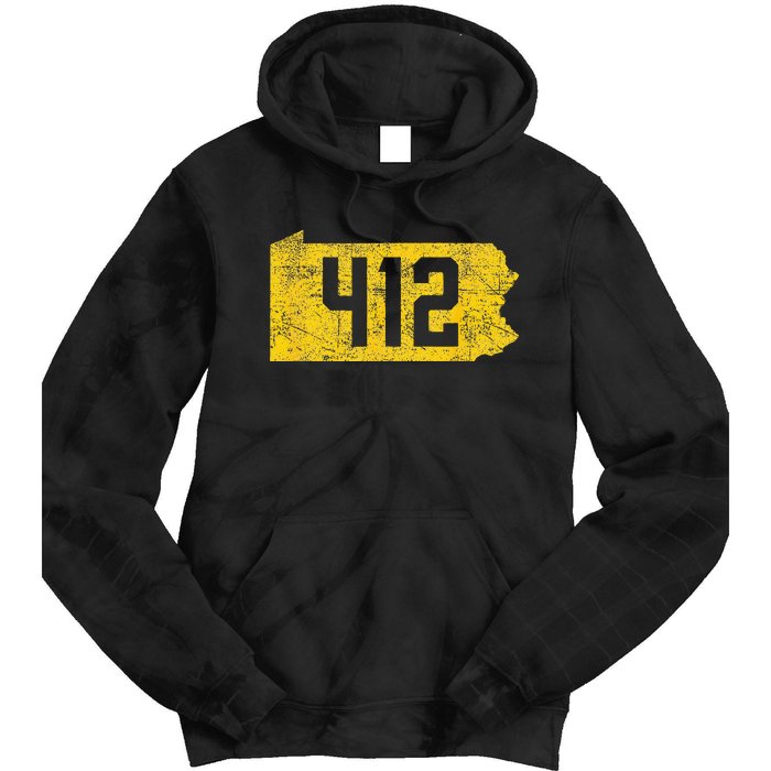 Pittsburgh 412 Area Code Yinzer Retro Souvenir Tie Dye Hoodie