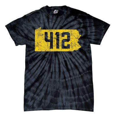 Pittsburgh 412 Area Code Yinzer Retro Souvenir Tie-Dye T-Shirt