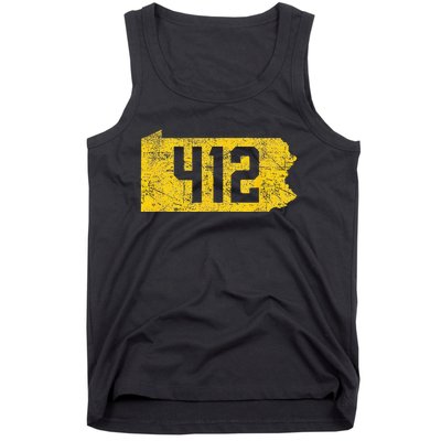 Pittsburgh 412 Area Code Yinzer Retro Souvenir Tank Top