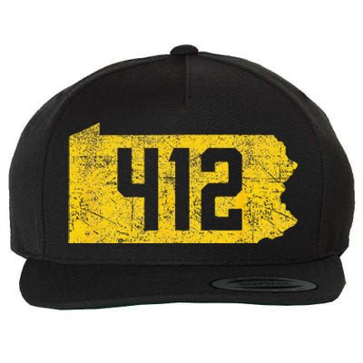 Pittsburgh 412 Area Code Yinzer Retro Souvenir Wool Snapback Cap