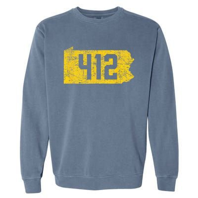 Pittsburgh 412 Area Code Yinzer Retro Souvenir Garment-Dyed Sweatshirt