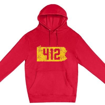 Pittsburgh 412 Area Code Yinzer Retro Souvenir Premium Pullover Hoodie