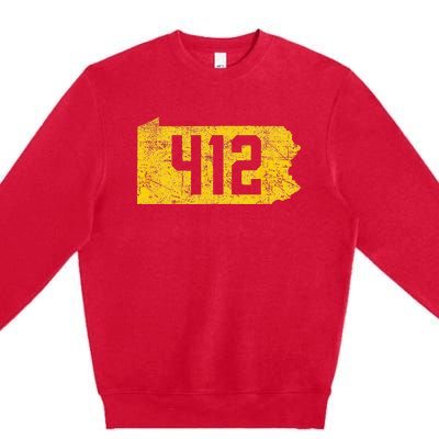 Pittsburgh 412 Area Code Yinzer Retro Souvenir Premium Crewneck Sweatshirt