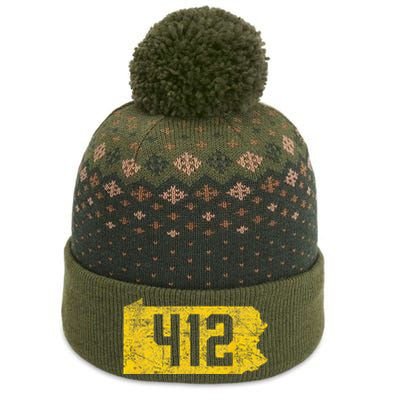 Pittsburgh 412 Area Code Yinzer Retro Souvenir The Baniff Cuffed Pom Beanie