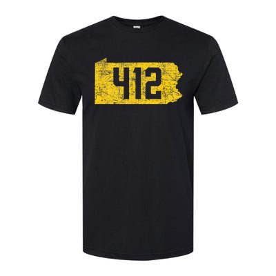 Pittsburgh 412 Area Code Yinzer Retro Souvenir Softstyle CVC T-Shirt