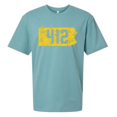 Pittsburgh 412 Area Code Yinzer Retro Souvenir Sueded Cloud Jersey T-Shirt