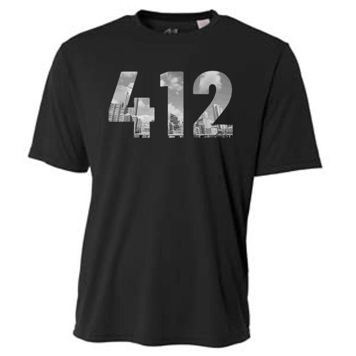 Pittsburgh 412 Area Code Skyline Pennsylvania Vintage Cooling Performance Crew T-Shirt