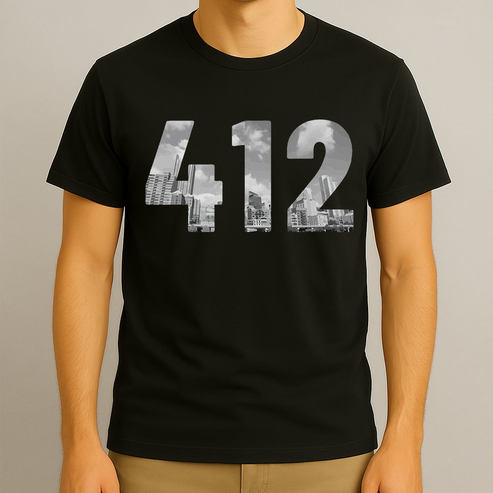 Pittsburgh 412 Area Code Skyline Pennsylvania Vintage T-Shirt