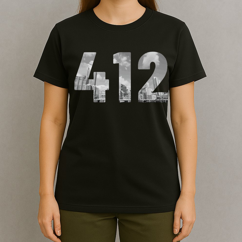 Pittsburgh 412 Area Code Skyline Pennsylvania Vintage T-Shirt