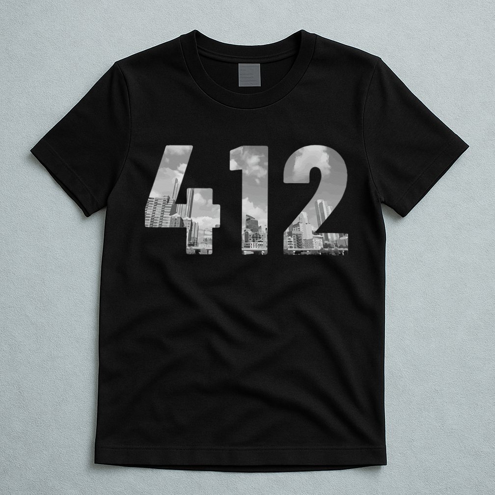 Pittsburgh 412 Area Code Skyline Pennsylvania Vintage T-Shirt