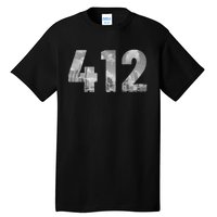 Pittsburgh 412 Area Code Skyline Pennsylvania Vintage Tall T-Shirt