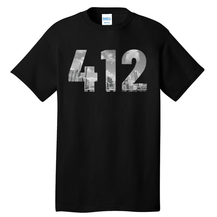 Pittsburgh 412 Area Code Skyline Pennsylvania Vintage Tall T-Shirt