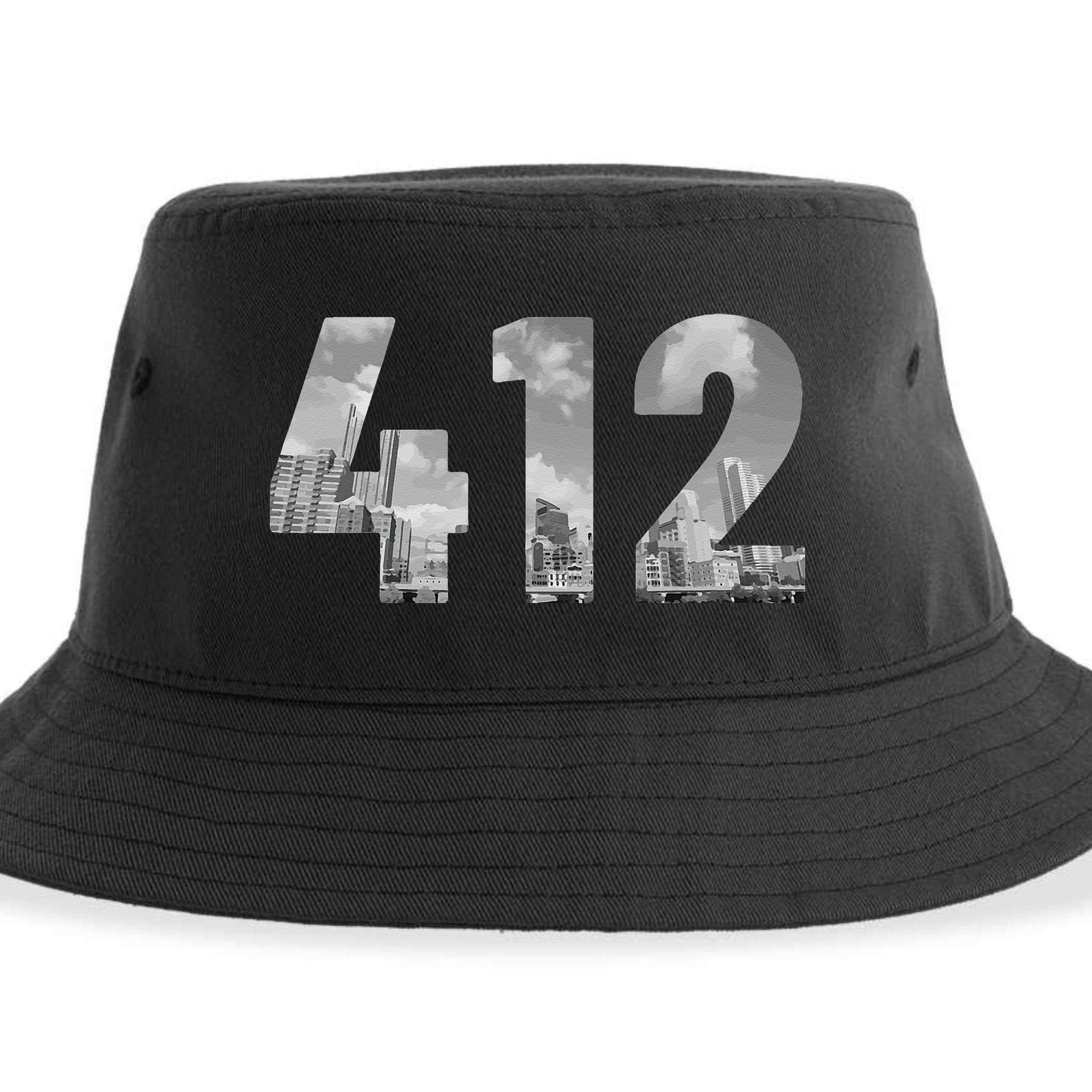 Pittsburgh 412 Area Code Skyline Pennsylvania Vintage Sustainable Bucket Hat
