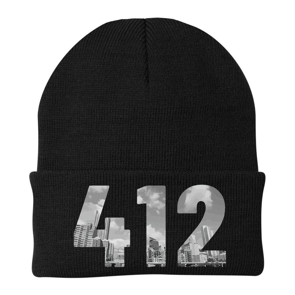 Pittsburgh 412 Area Code Skyline Pennsylvania Vintage Beanie