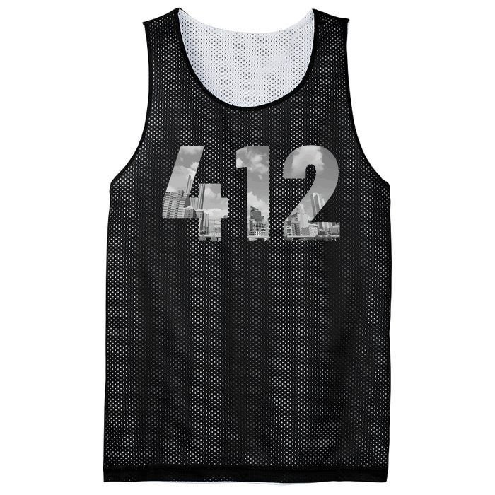 Pittsburgh 412 Area Code Skyline Pennsylvania Vintage Mesh Reversible Basketball Jersey Tank