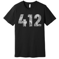 Pittsburgh 412 Area Code Skyline Pennsylvania Vintage Premium T-Shirt