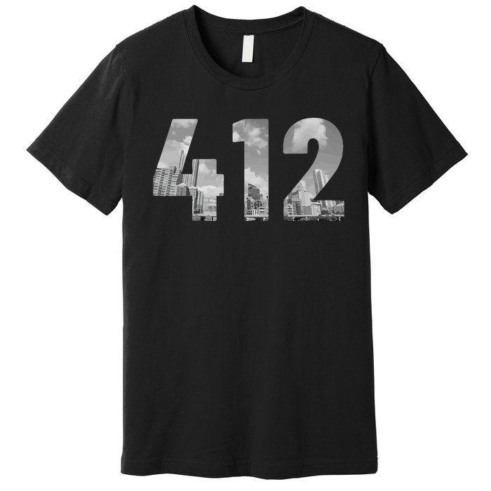 Pittsburgh 412 Area Code Skyline Pennsylvania Vintage Premium T-Shirt