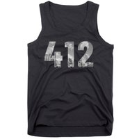 Pittsburgh 412 Area Code Skyline Pennsylvania Vintage Tank Top