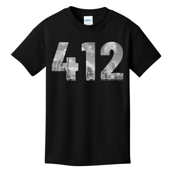 Pittsburgh 412 Area Code Skyline Pennsylvania Vintage Kids T-Shirt