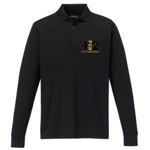 Pennsylvania 412 Area Code Burgh Steel City Local Pittsburgh Performance Long Sleeve Polo