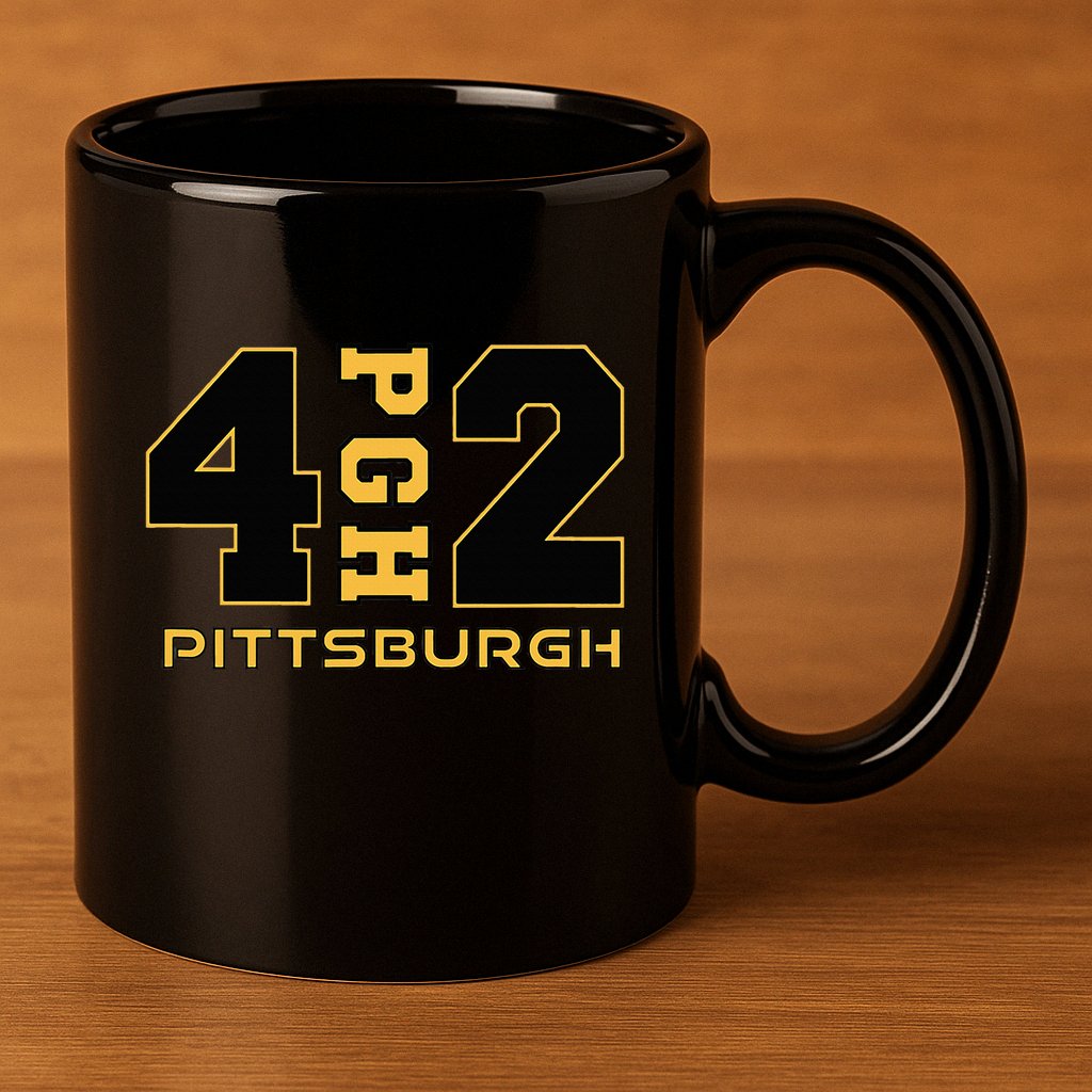 Pennsylvania 412 Area Code Burgh Steel City Local Pittsburgh 11oz C Handle Ceramic Mug