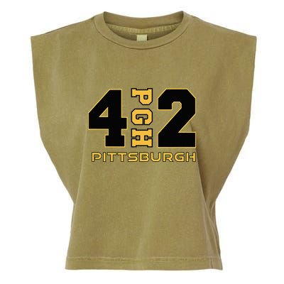 Pennsylvania 412 Area Code Burgh Steel City Local Pittsburgh Garment-Dyed Women's Muscle Tee