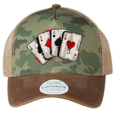 Poker 4 Aces Stud Hands Lucky Souvenir Las Vegas Legacy Tie Dye Trucker Hat