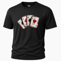 Poker 4 Aces Stud Hands Lucky Souvenir Las Vegas Cooling Performance Crew T-Shirt