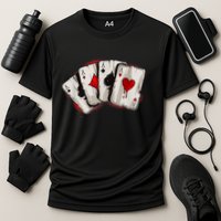 Poker 4 Aces Stud Hands Lucky Souvenir Las Vegas Cooling Performance Crew T-Shirt