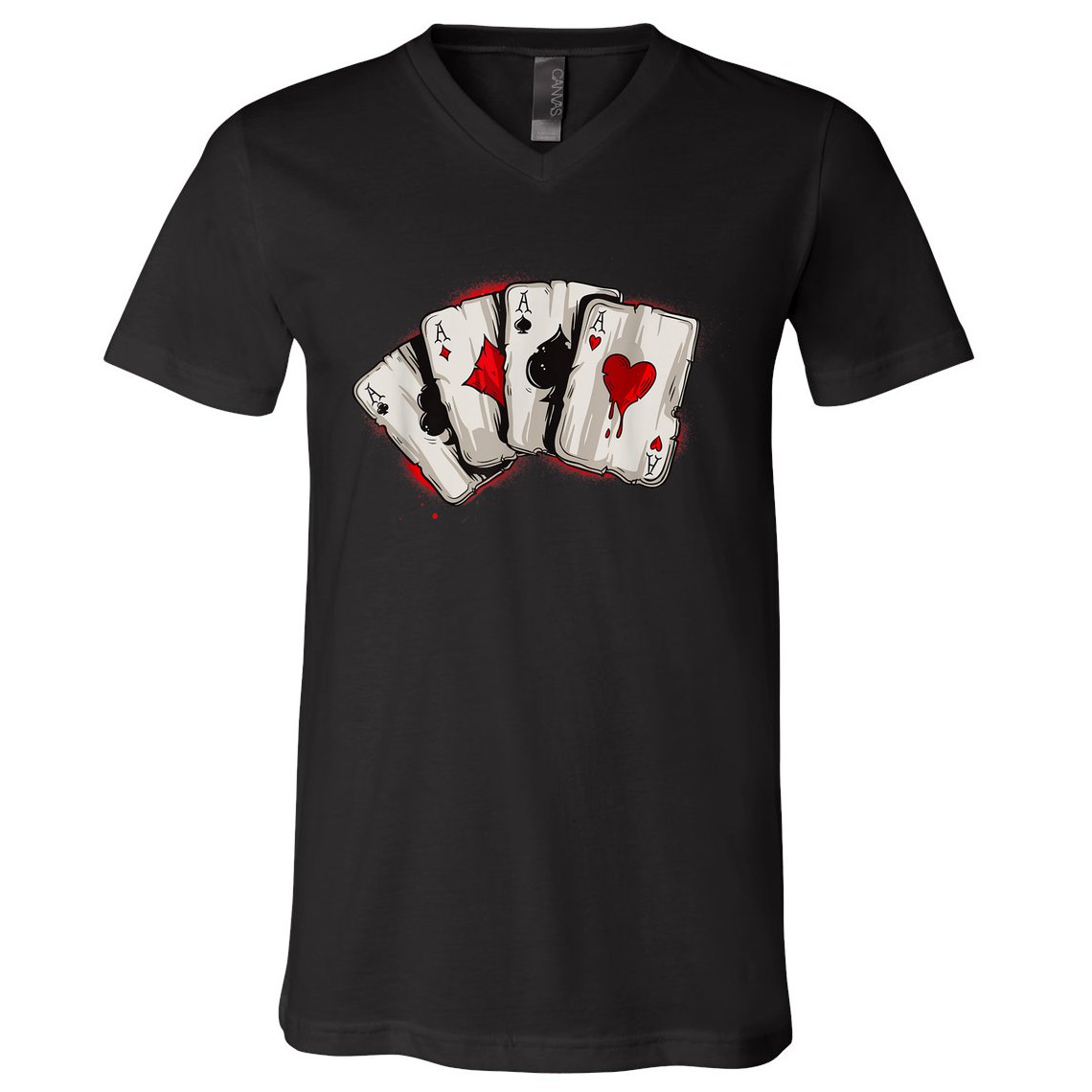 Poker 4 Aces Stud Hands Lucky Souvenir Las Vegas V-Neck T-Shirt
