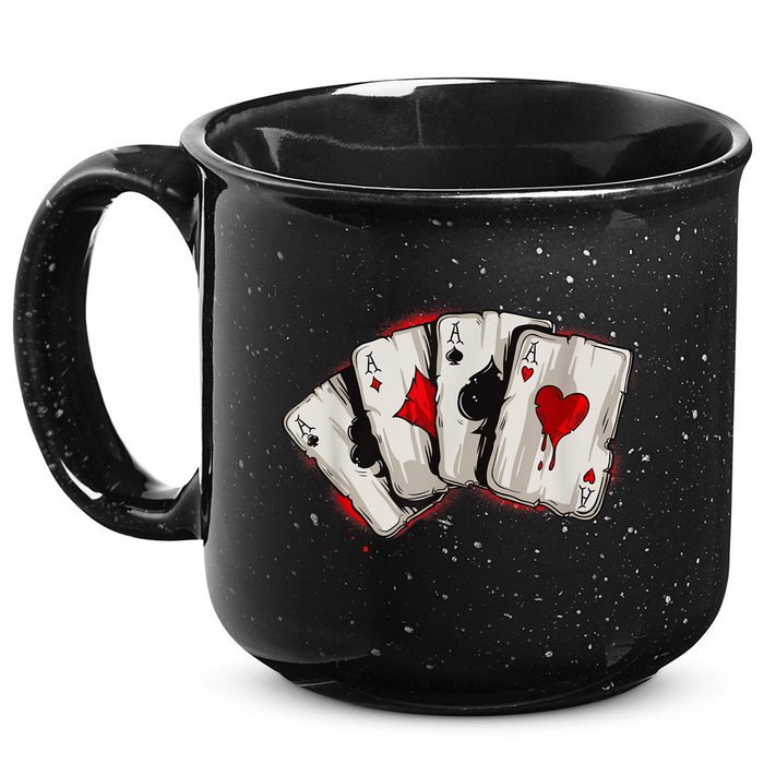 Poker 4 Aces Stud Hands Lucky Souvenir Las Vegas 15oz Campfire Ceramic Mug