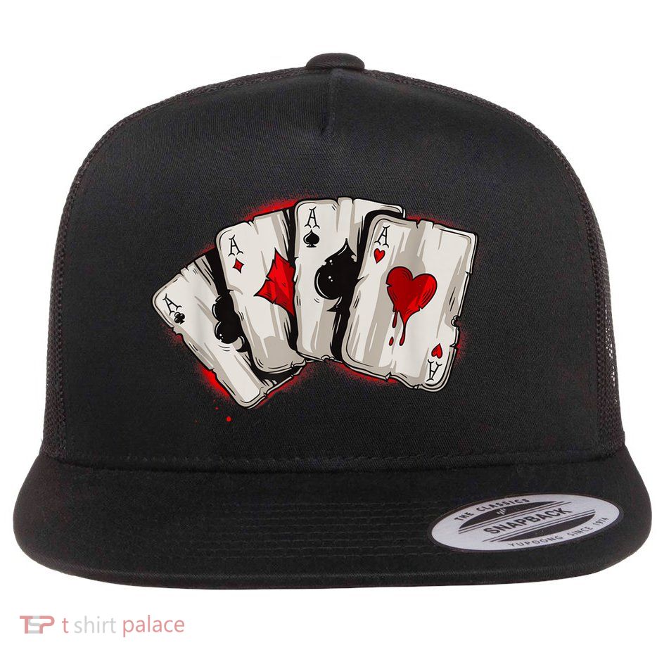 Poker 4 Aces Stud Hands Lucky Souvenir Las Vegas Flatbill Hat