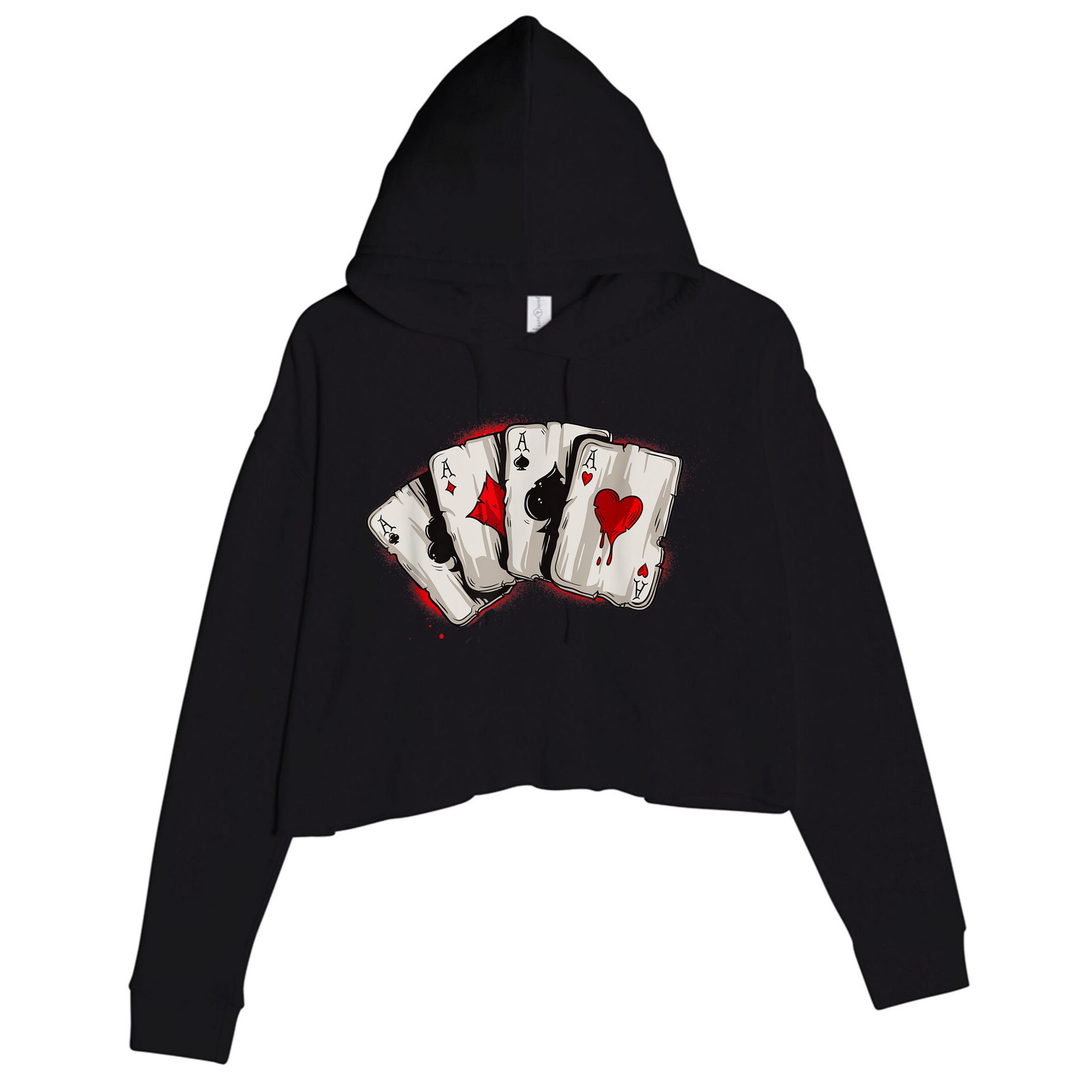 Poker 4 Aces Stud Hands Lucky Souvenir Las Vegas Crop Fleece Hoodie