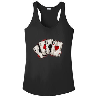 Poker 4 Aces Stud Hands Lucky Souvenir Las Vegas Ladies PosiCharge Competitor Racerback Tank