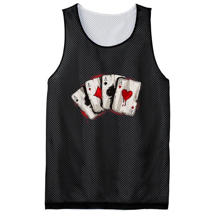 Poker 4 Aces Stud Hands Lucky Souvenir Las Vegas Mesh Reversible Basketball Jersey Tank