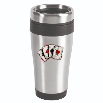 Poker 4 Aces Stud Hands Lucky Souvenir Las Vegas 16oz Travel Tumbler