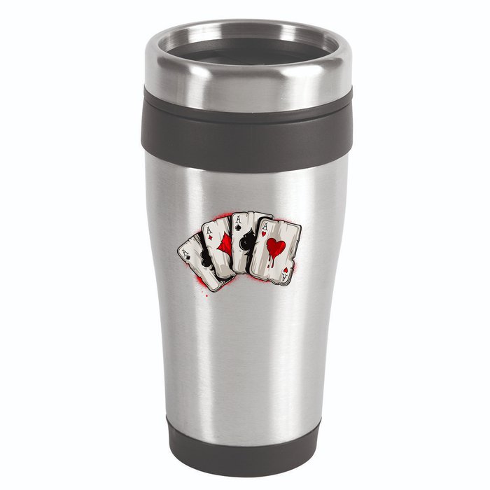 Poker 4 Aces Stud Hands Lucky Souvenir Las Vegas 16oz Travel Tumbler