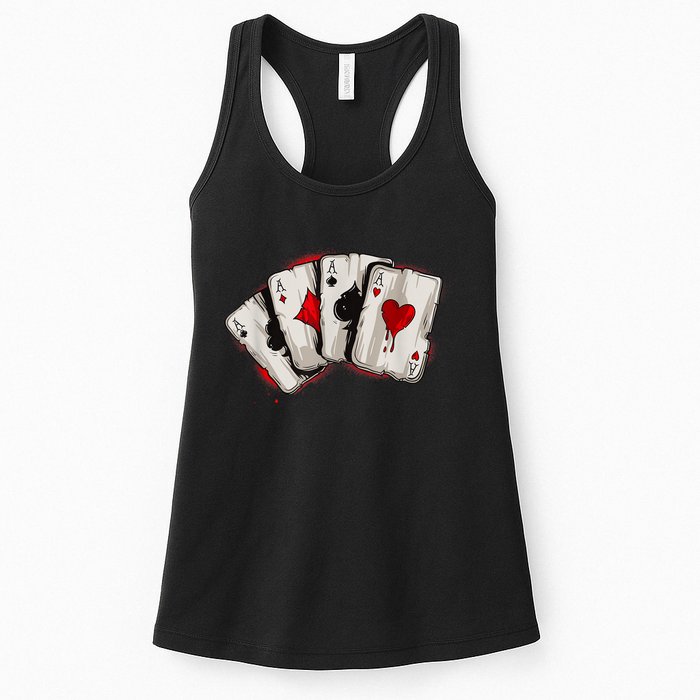 Poker 4 Aces Stud Hands Lucky Souvenir Las Vegas Womens Tank Top
