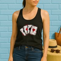 Poker 4 Aces Stud Hands Lucky Souvenir Las Vegas Womens Tank Top