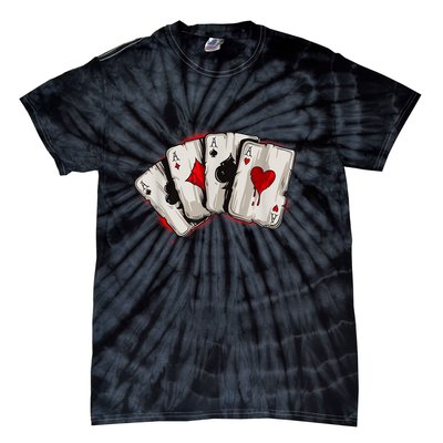 Poker 4 Aces Stud Hands Lucky Souvenir Las Vegas Tie-Dye T-Shirt