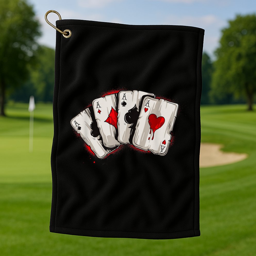 Poker 4 Aces Stud Hands Lucky Souvenir Las Vegas Golf Towel