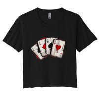 Poker 4 Aces Stud Hands Lucky Souvenir Las Vegas Women's Crop Top Tee
