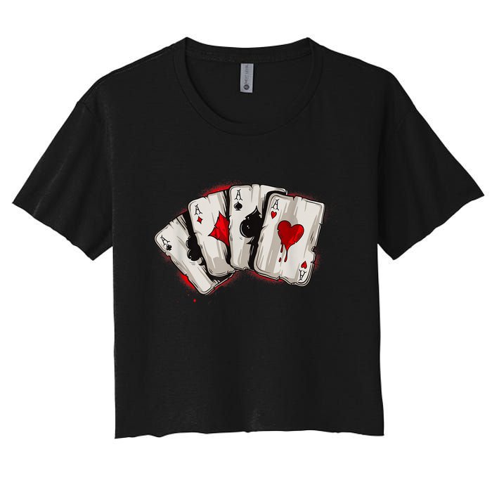 Poker 4 Aces Stud Hands Lucky Souvenir Las Vegas Women's Crop Top Tee