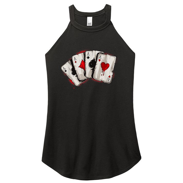 Poker 4 Aces Stud Hands Lucky Souvenir Las Vegas Women's Perfect Tri Rocker Tank