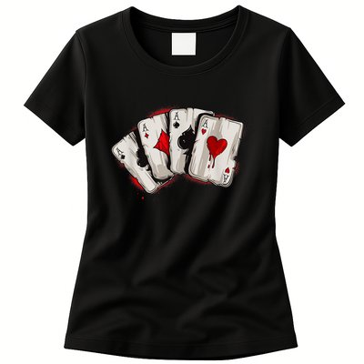 Poker 4 Aces Stud Hands Lucky Souvenir Las Vegas Womens T-Shirt