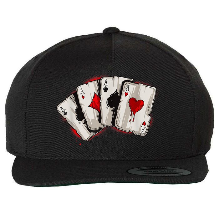 Poker 4 Aces Stud Hands Lucky Souvenir Las Vegas Wool Snapback Cap