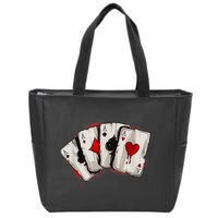 Poker 4 Aces Stud Hands Lucky Souvenir Las Vegas Zip Tote Bag